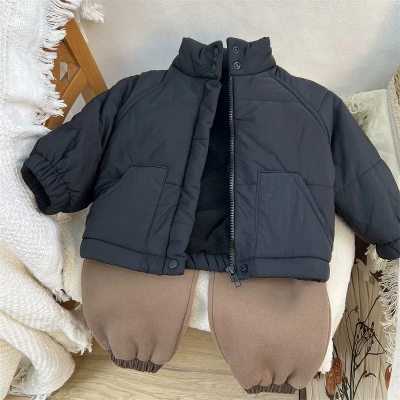 Abrigo acolchado infantil con cuello vuelto cálido de invierno - imagen 3
