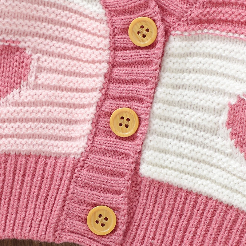 Chaquetas de punto corazón rosa bebé niños otoño invierno - imagen 2