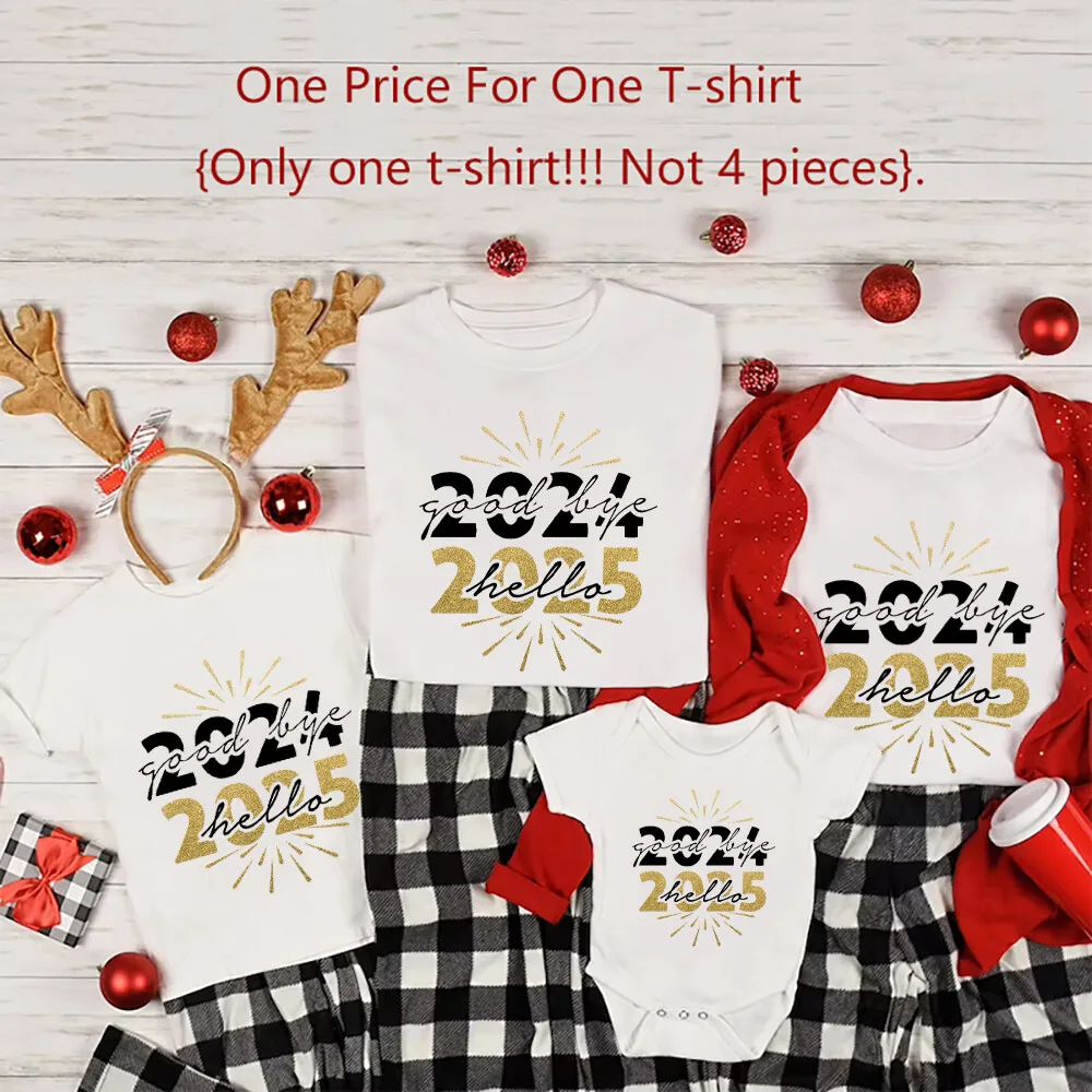 Conjunto familiar de Año Nuevo – Body para bebé y camisetas padres - imagen 5