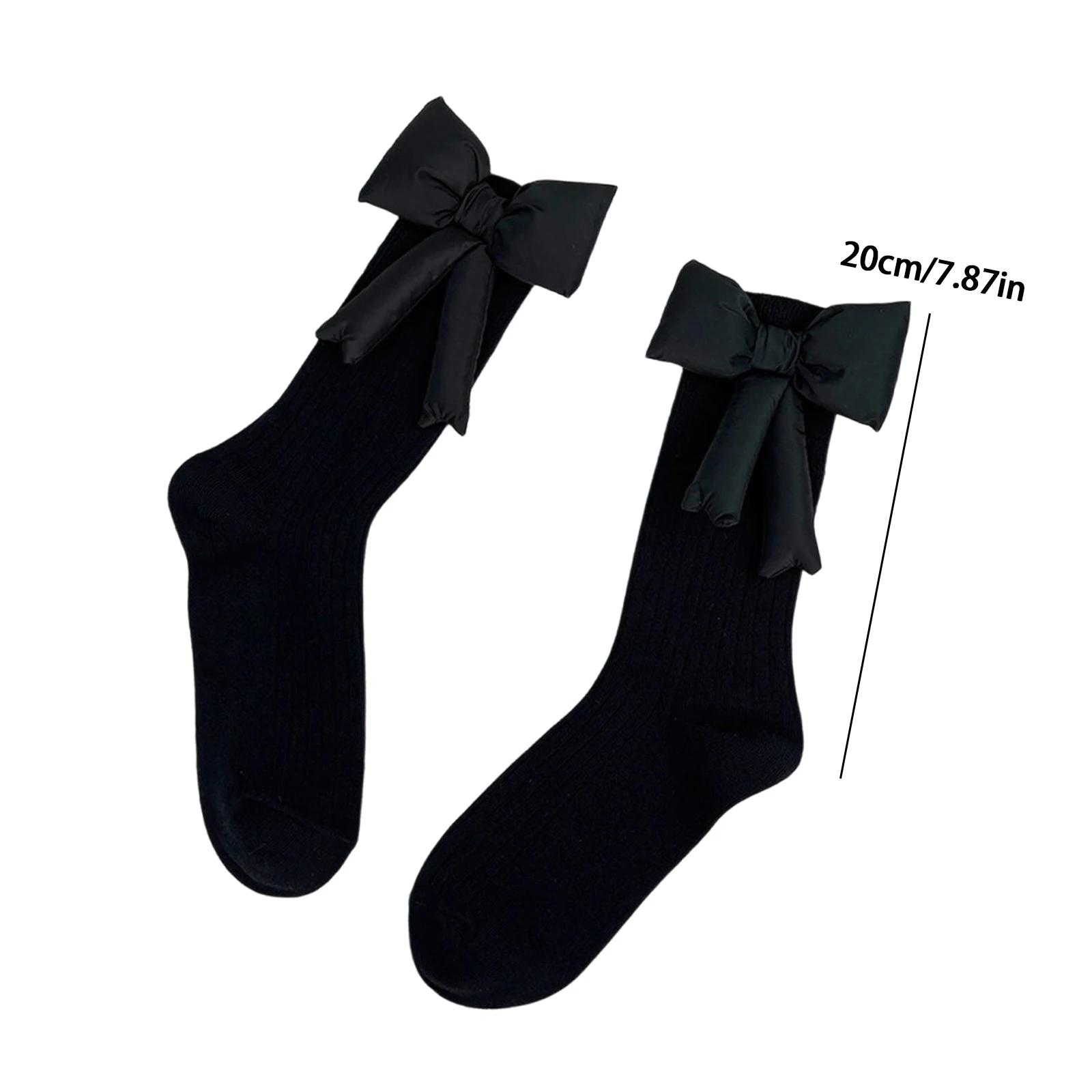 Calcetines hasta la pantorrilla con lazo rojo decorativo acanalado