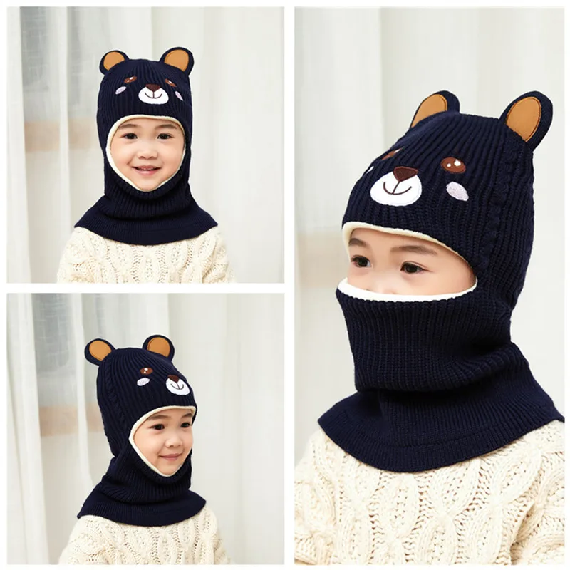 Gorro de invierno bebé de terciopelo con capucha osito - imagen 3