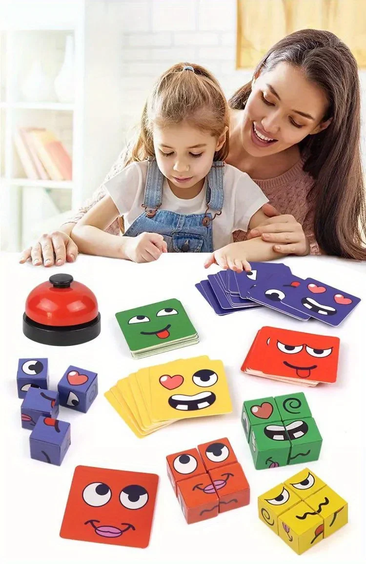 Juego de cubos de expresión con tarjetas temáticas