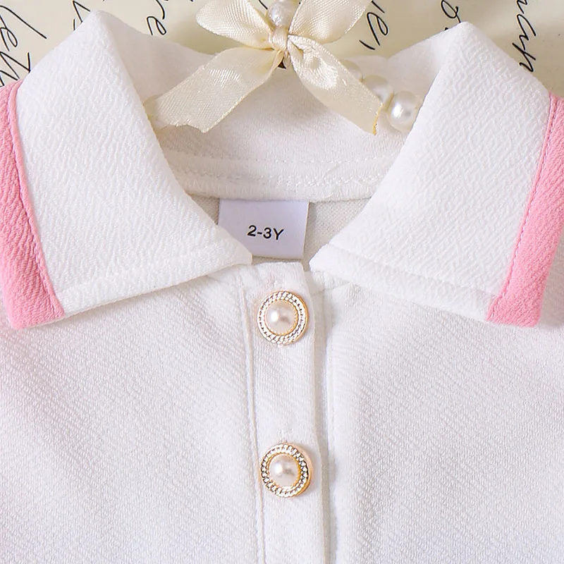 Conjunto de bebé niña sin mangas rosa con falda estilo coreano - imagen 4