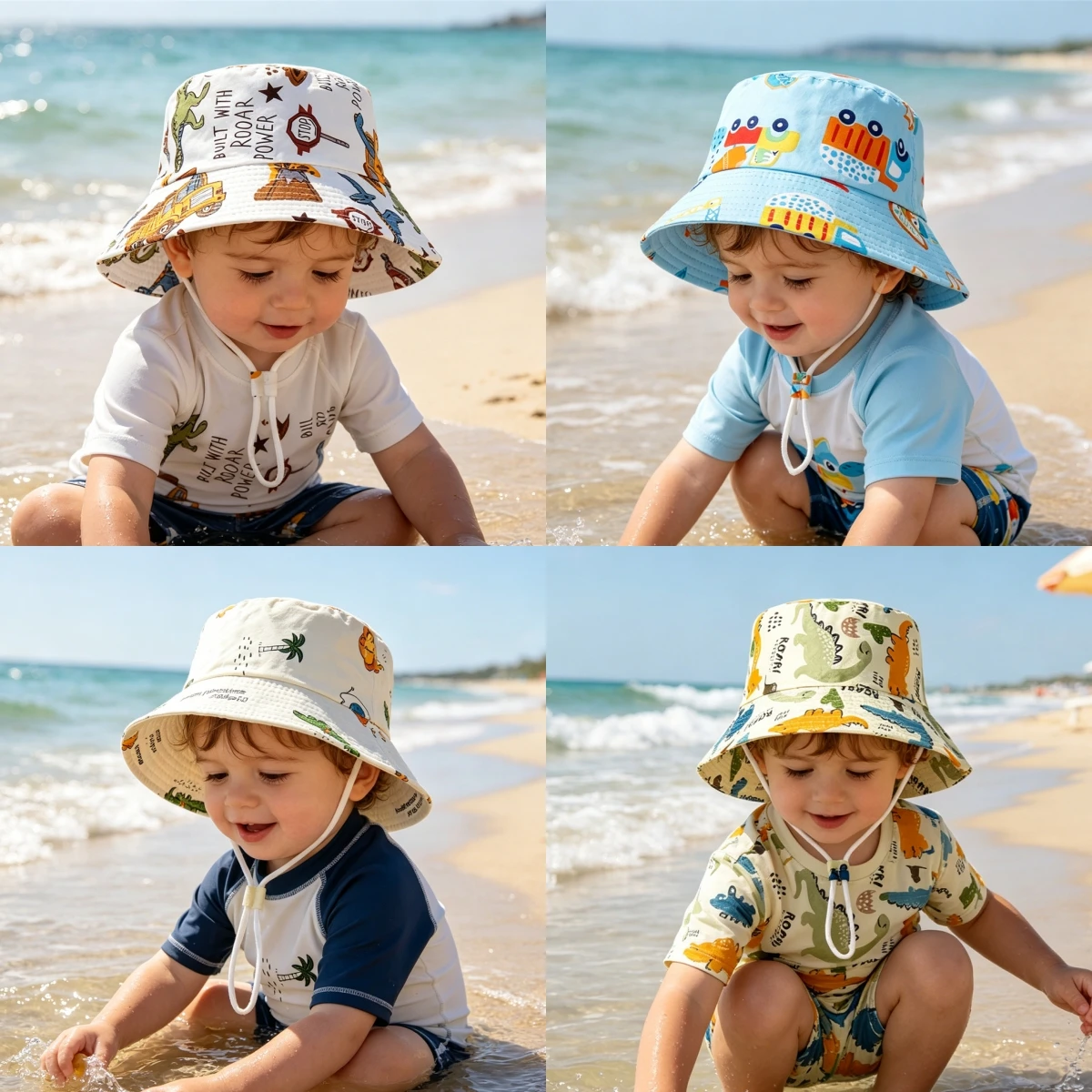 Gorra de pescador infantil con dinosaurios de colores - imagen 5