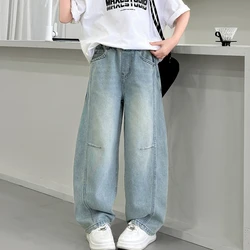 Pantalones vaqueros anchos de pierna recta para niña