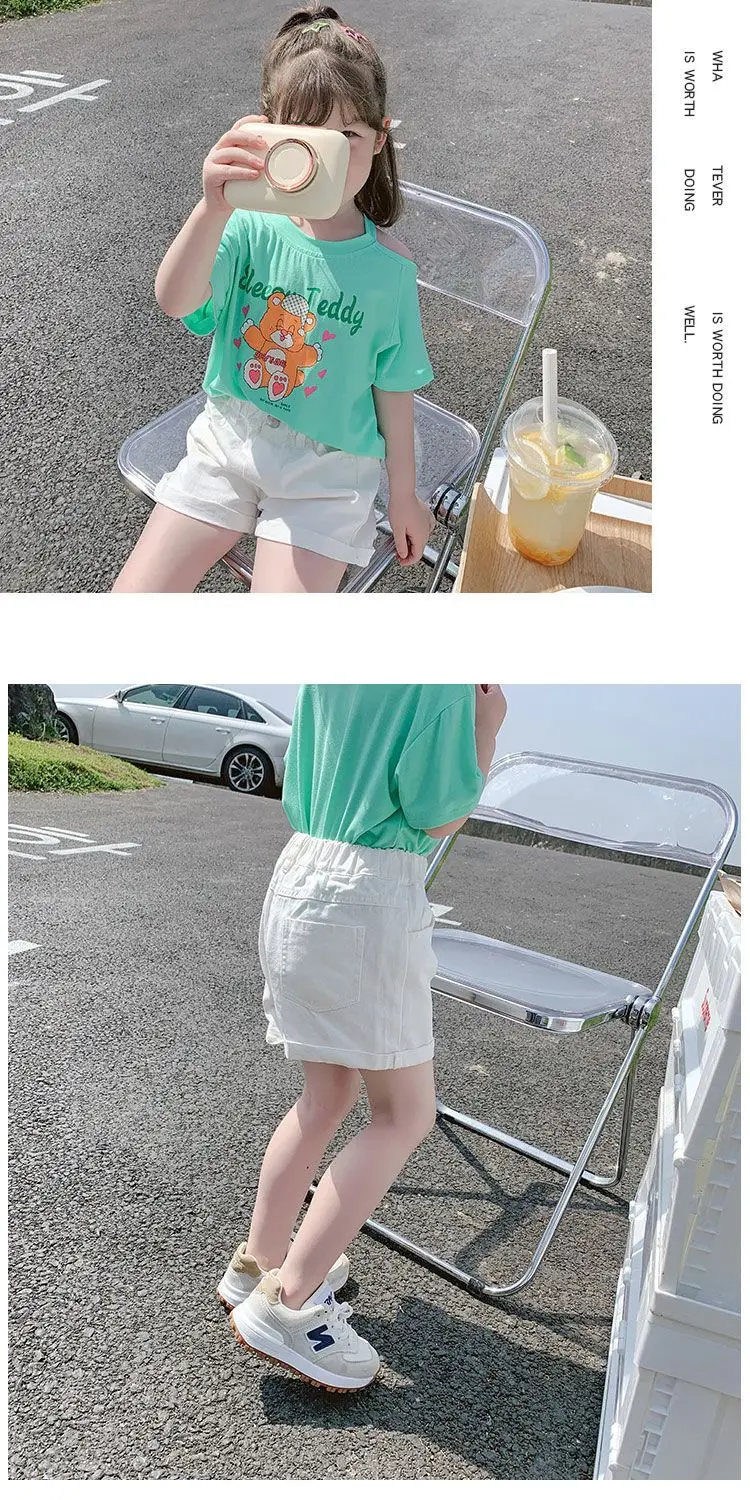 Tabla de tallas para shorts vaqueros de niña con medidas de cintura y edad