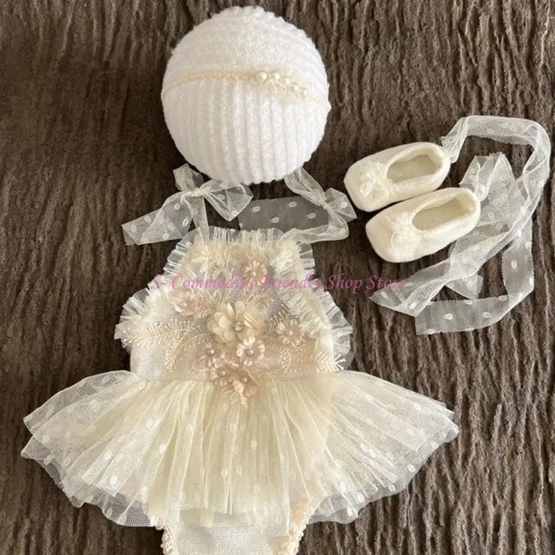 Accesorios para fotografía de recién nacido con vestido de encaje - imagen 4