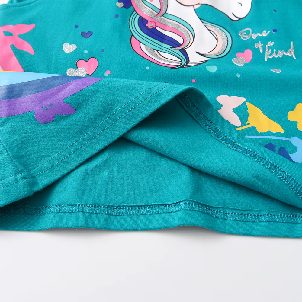 DXTON vestido unicornio de manga larga para niñas arcoíris - imagen 5