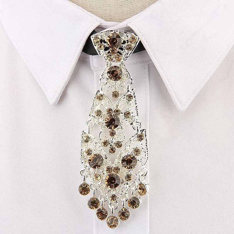 Corbata de cristal con personalidad – Diseño corto metálico para ceremonia - imagen 5