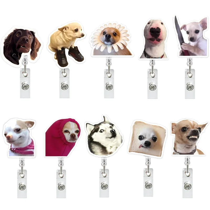 Porta credenciales retráctil de acrílico con perro divertido - imagen 2