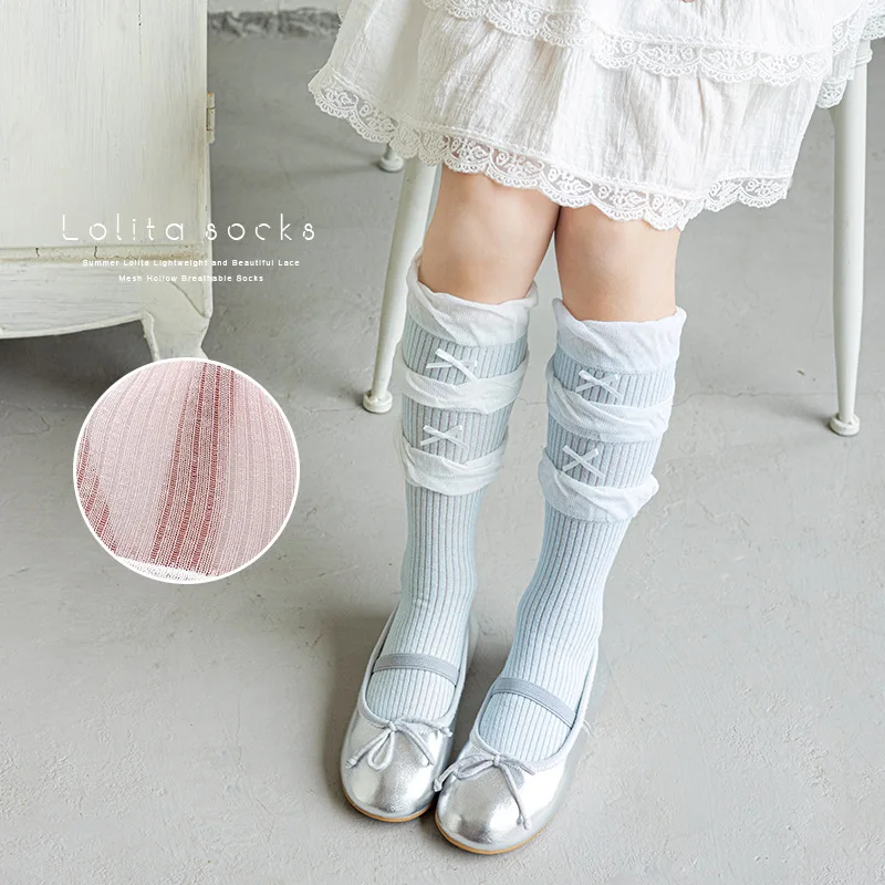 Calcetines escolares con lazo de algodón fino para niños - imagen 3