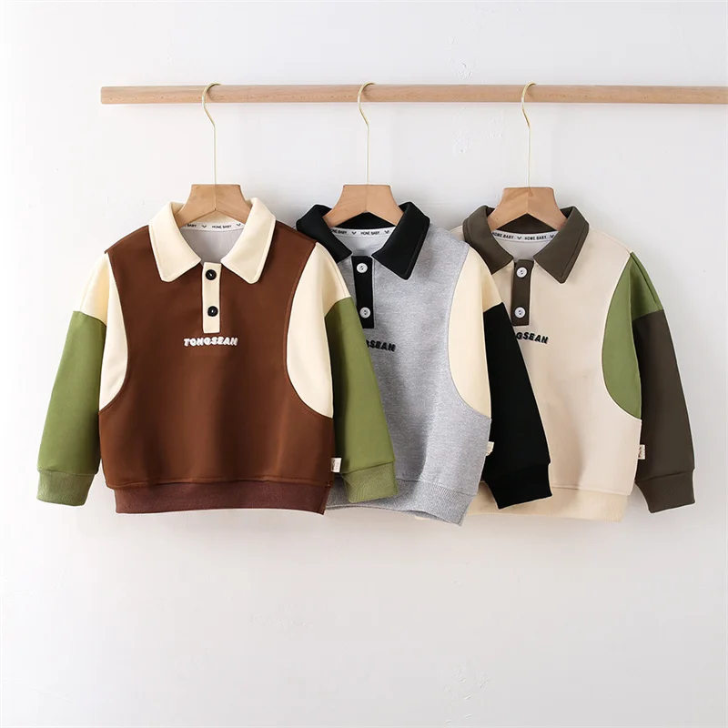 Sudadera con solapa polo, letras y bloqueo de color primavera otoño - imagen 5