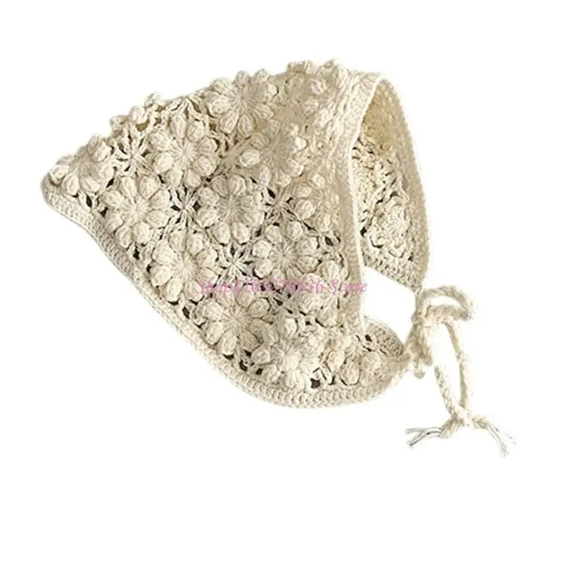 Gorro tejido calado recortado para niñas, estilo elegante con bufanda - imagen 5