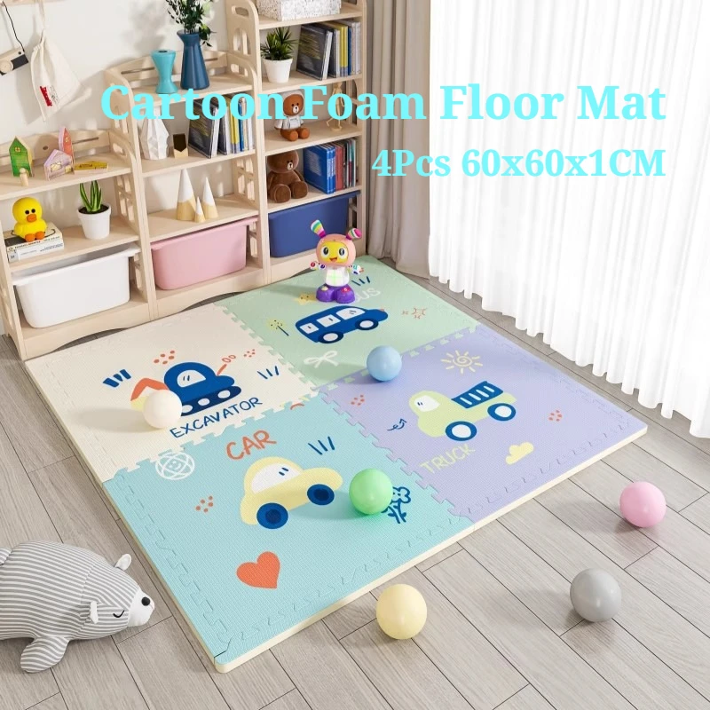 Alfombrilla encajable de espuma con estampado de animales, números y dibujos animados