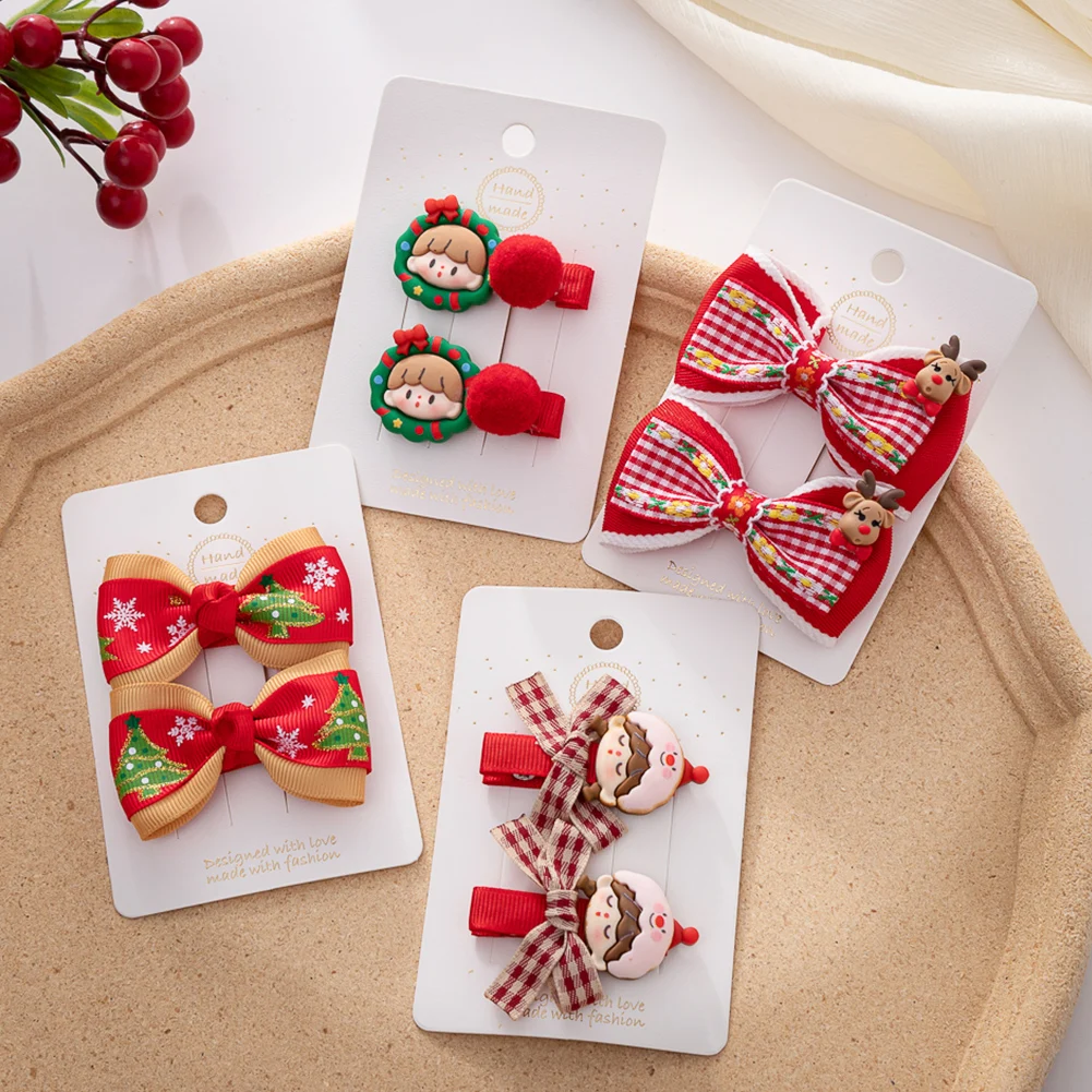 Pinzas de pelo navidad para niña – Set con lazos y flores - imagen 3