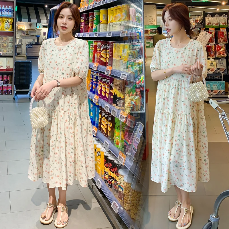 Vestido de maternidad largo de gasa con estampado floral - imagen 3
