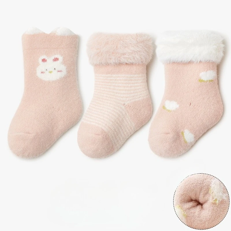 Calcetines de invierno para bebé forro polar grueso media pierna - imagen 4