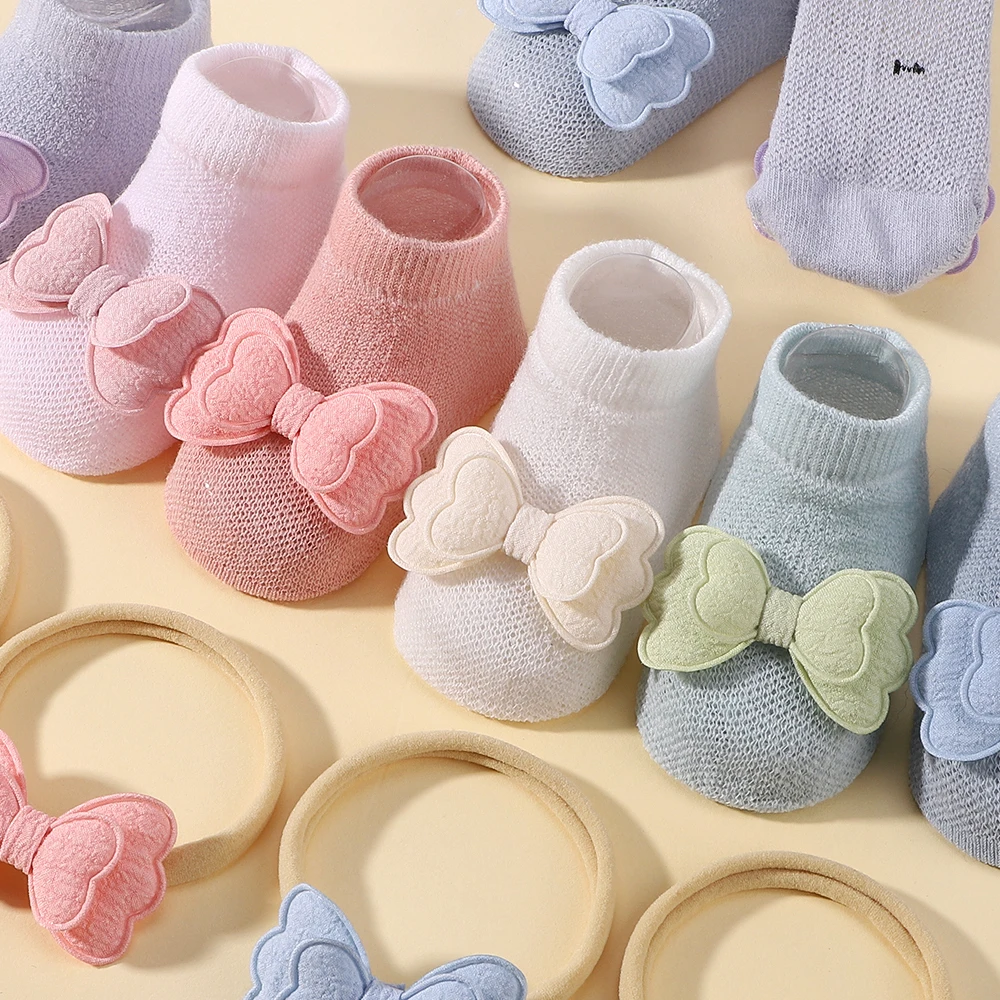 Calcetines con lazo para bebé y diadema floral - caramelo - imagen 5