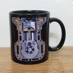 Taza infantil de cerámica boca ancha con diseño mecánico