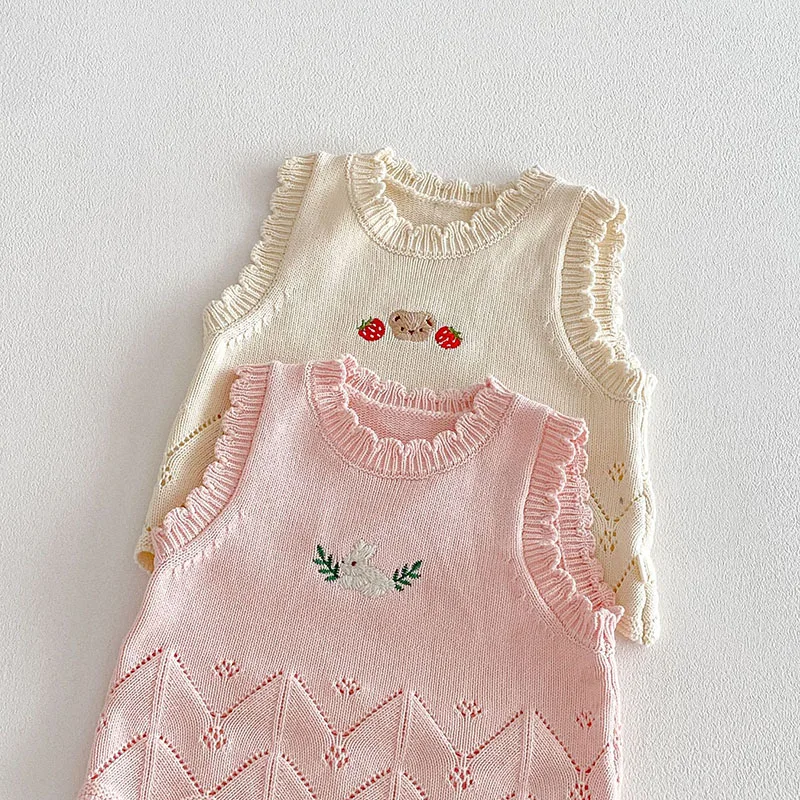 MILANCEL Chaleco de Punto Infantil Bordado Oso sin Mangas – Primavera - imagen 4