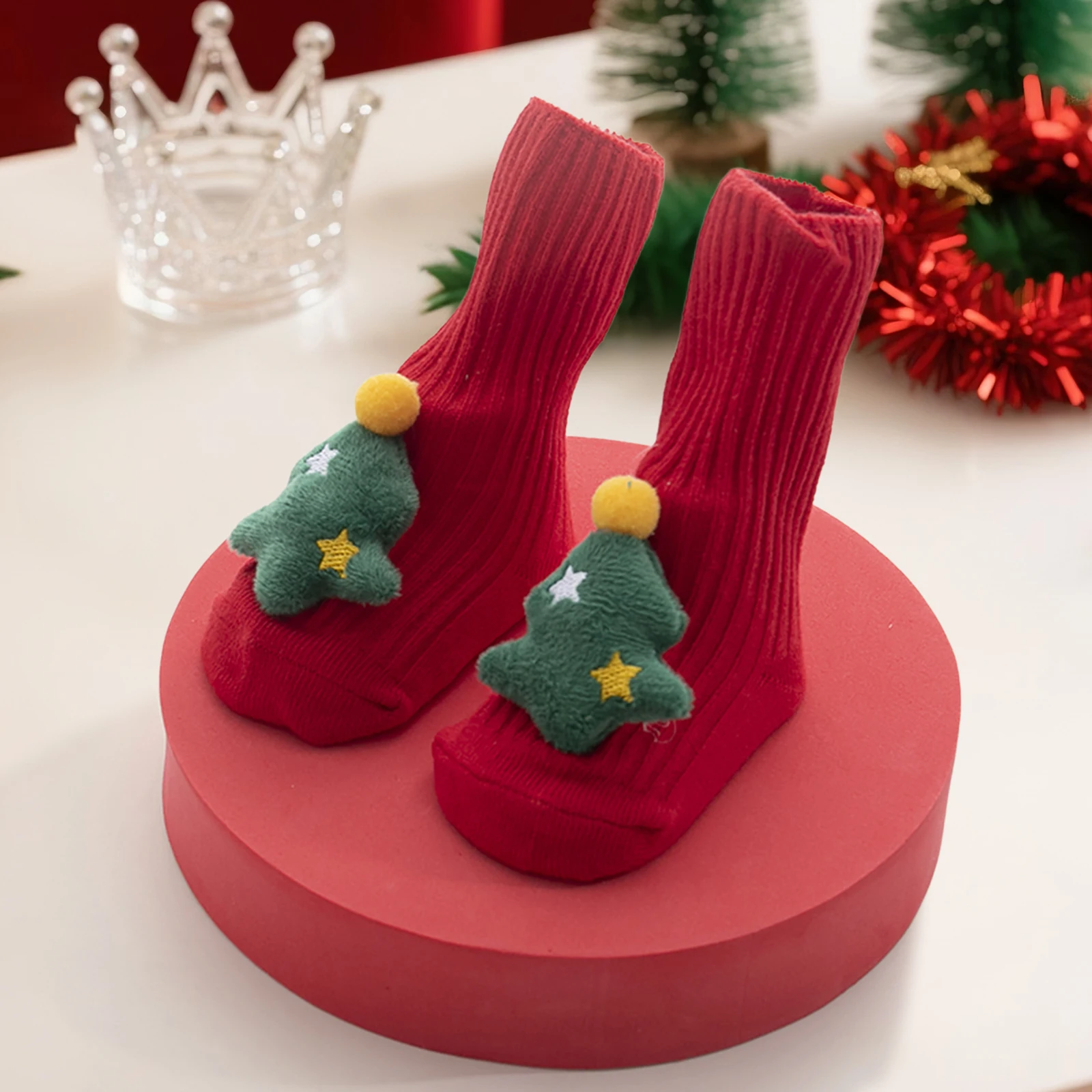 Tregren calcetines antideslizantes de Navidad para bebé Reno Santa - imagen 5