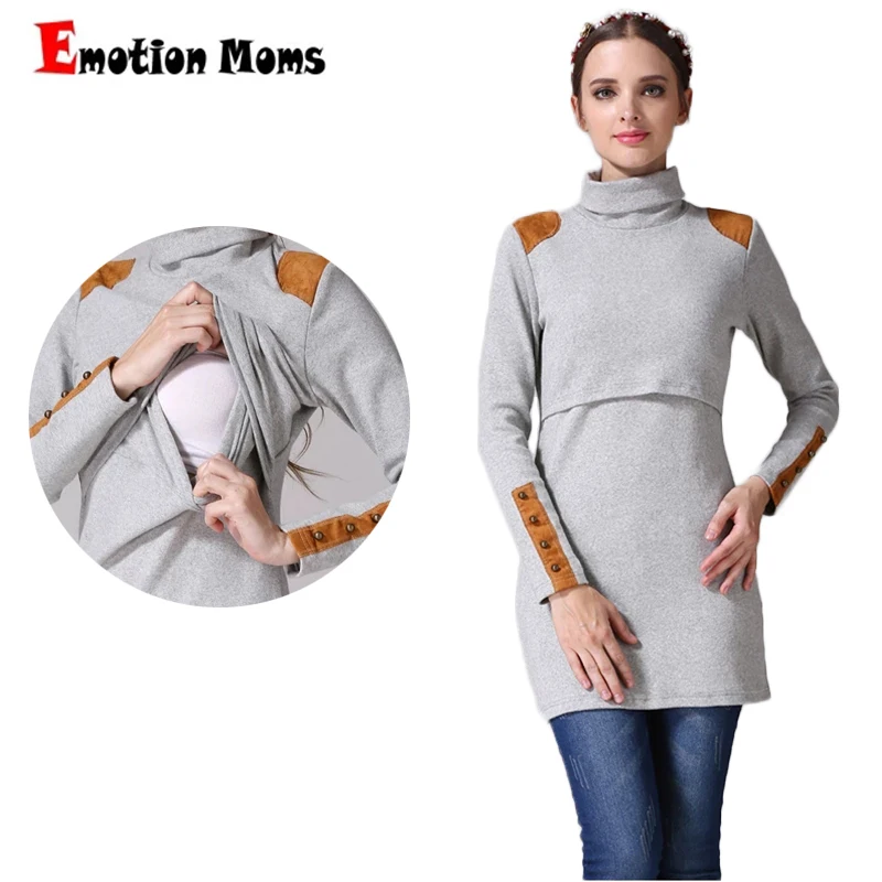 Vestido de lactancia de cuello alto para embarazo y otoño - imagen 2