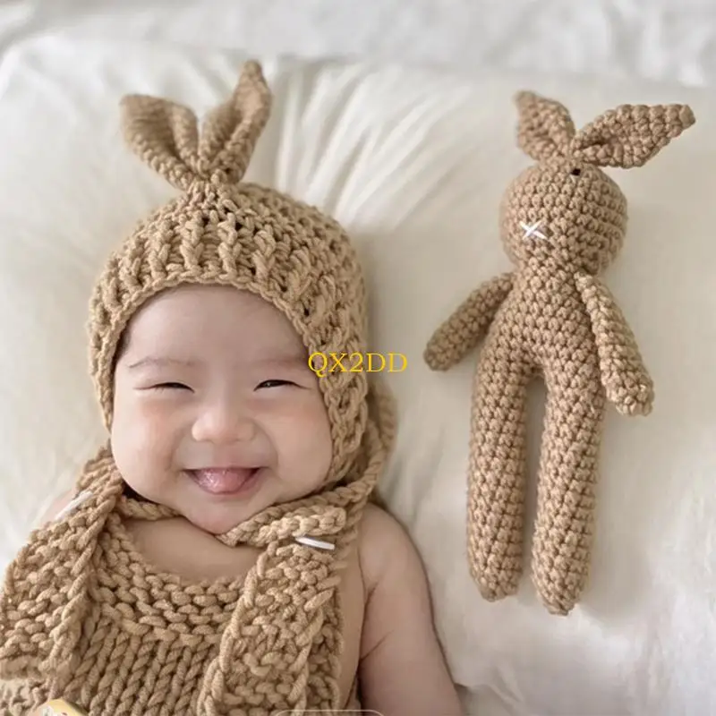 Conjunto de pelele de conejo para fotos de recién nacido - imagen 4