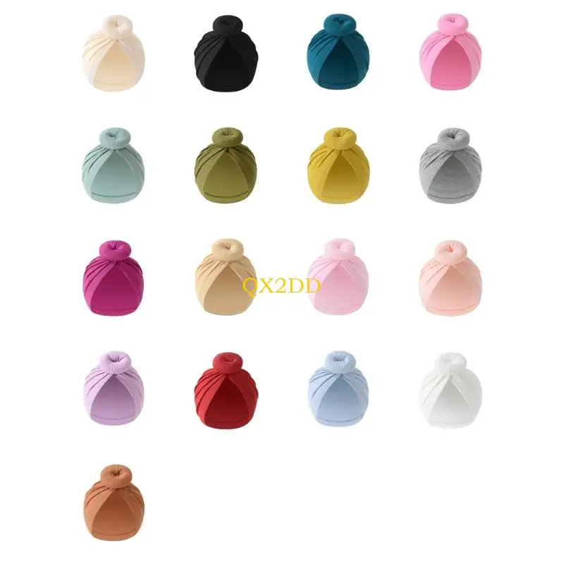QX2D Gorro turbante para bebé con moño elástico anudado