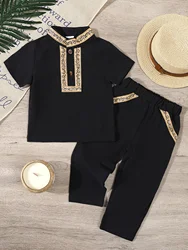 Conjunto de bebé estilo étnico de verano, dos piezas manga corta