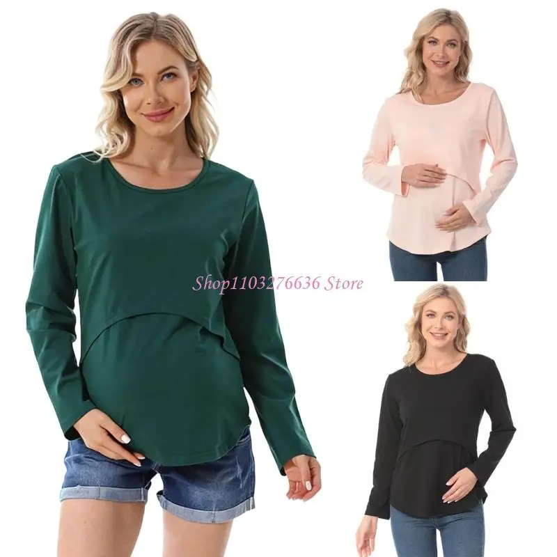 Abertura de lactancia discreta en camiseta de maternidad