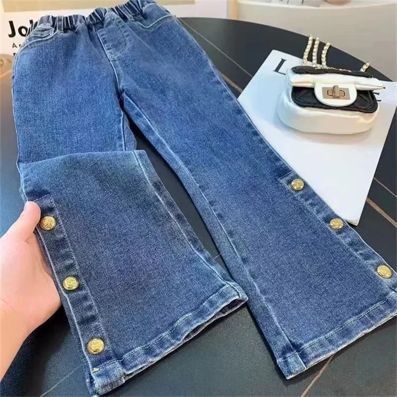 Vaqueros para niñas tipo campana: estilo retro y cintura media - imagen 4