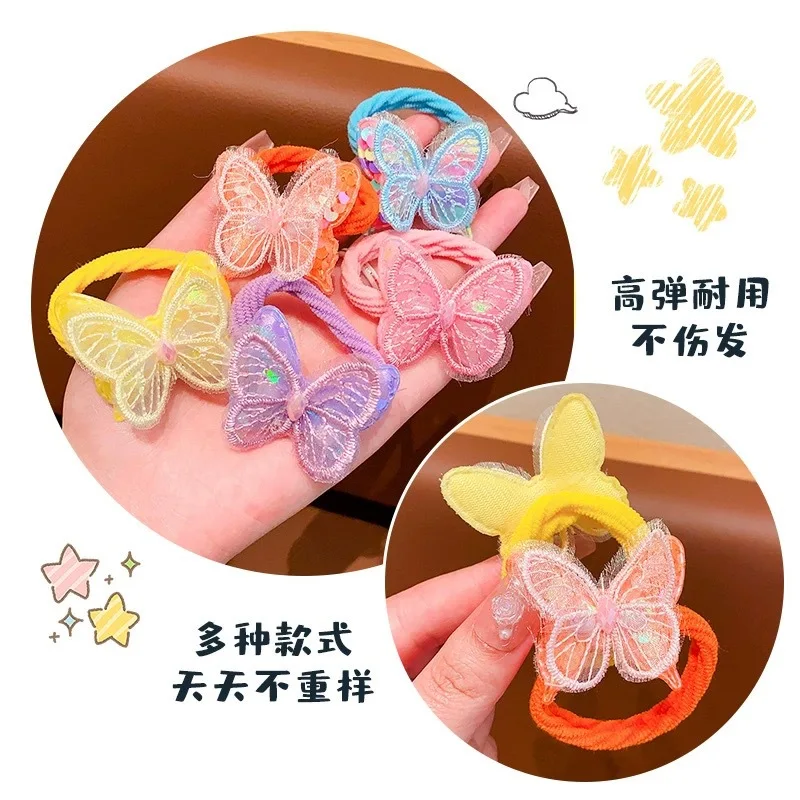 Cuerda para el cabello infantil con diseño de mariposa y lentejuelas