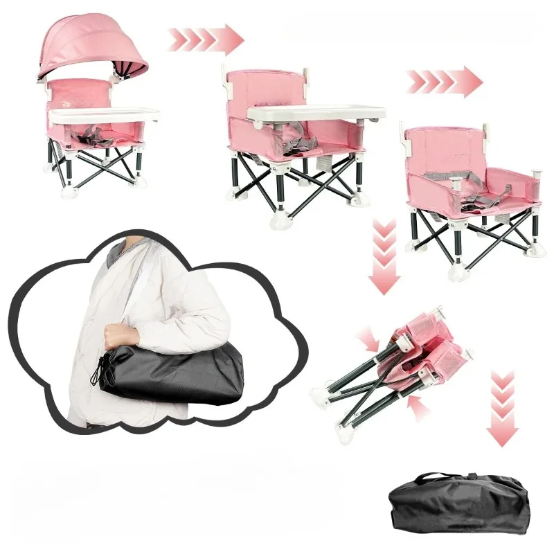 Silla elevadora de comedor infantil Lt con cinturón y bandeja plegable