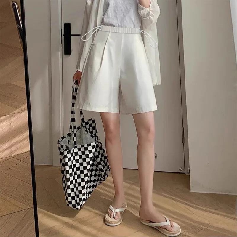 Pantalones cortos de embarazo con cordón rectos informales verano - imagen 3