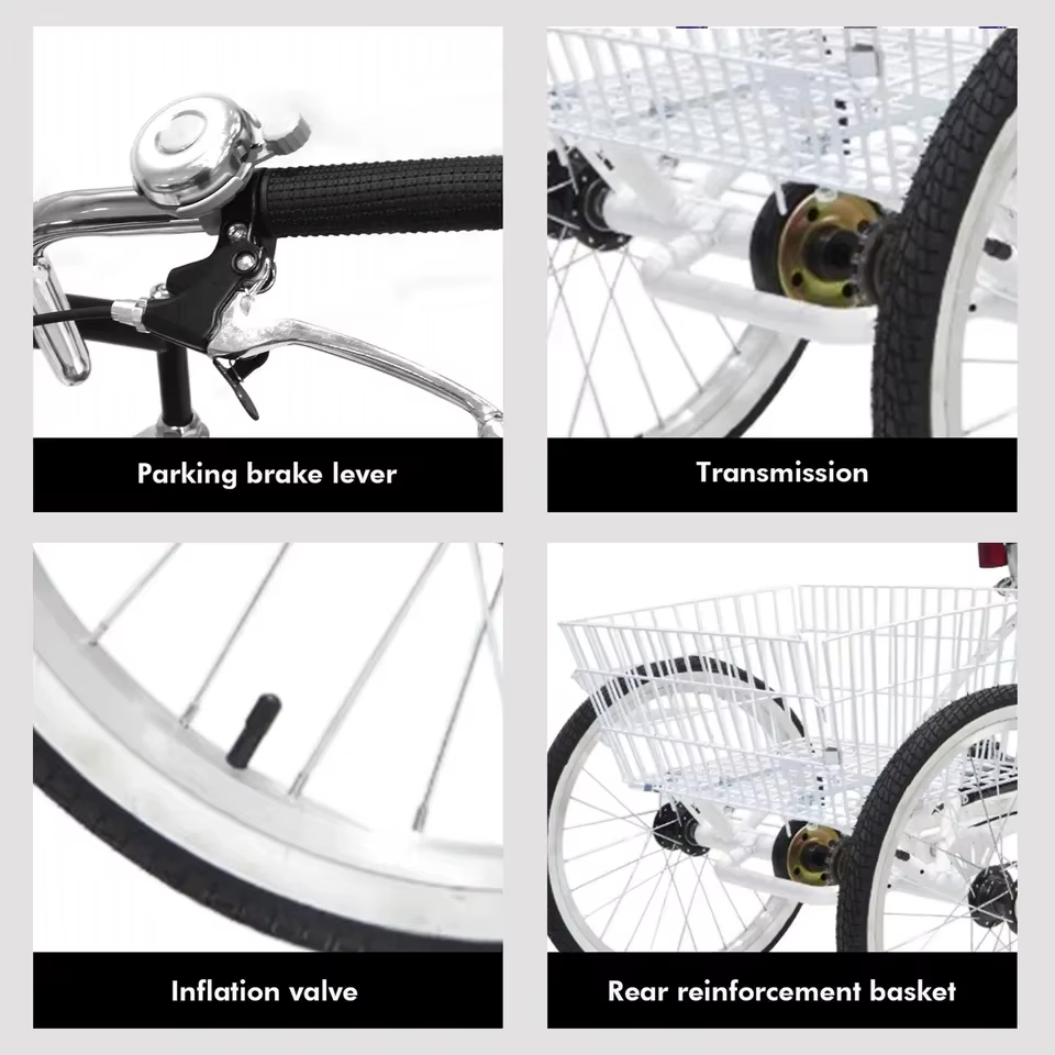 Triciclo plegable para niños con cesta y freno en V de una velocidad - imagen 2
