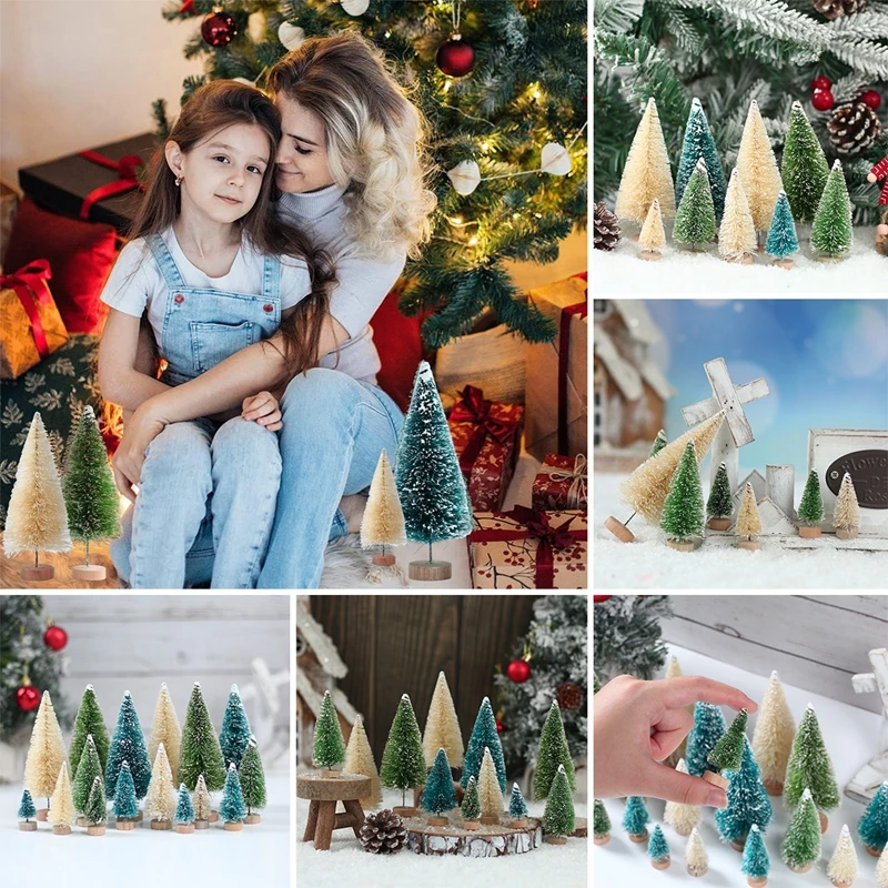 Mini árbol de Navidad de madera artificial con sisal