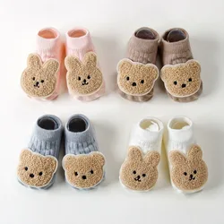 Calcetines antideslizantes cortos de ositos y conejos para bebés