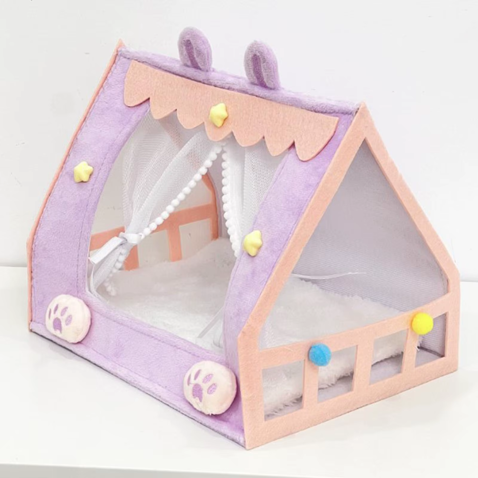 Cama de muñecas portátil con peluche suave para casa de juegos - imagen 3