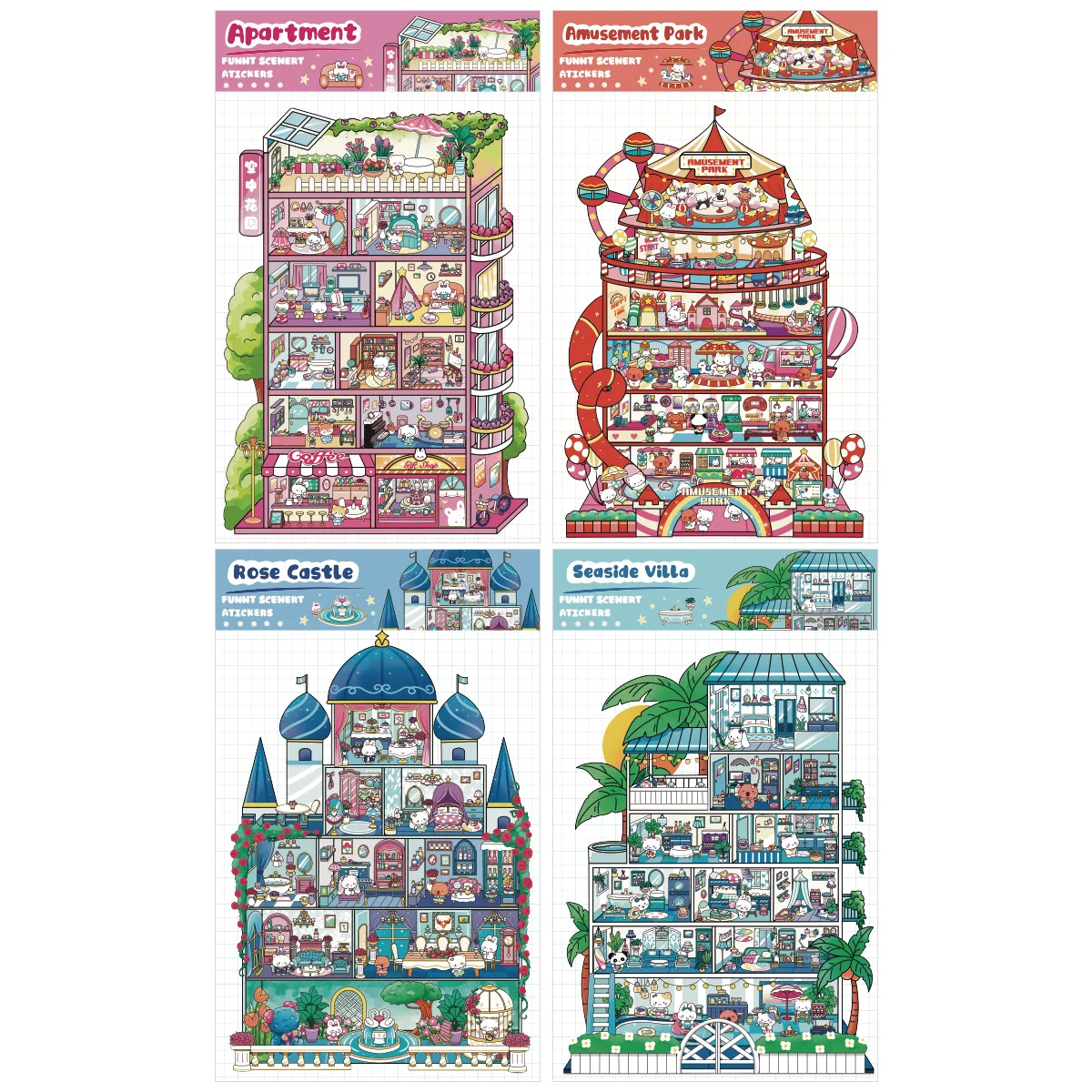 Pegatinas 3D decorativas de pueblo en miniatura para álbumes - imagen 4
