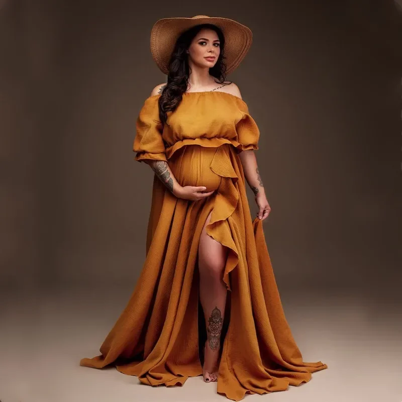 Vestido premamá de algodón para sesión de fotos y celebraciones - imagen 3