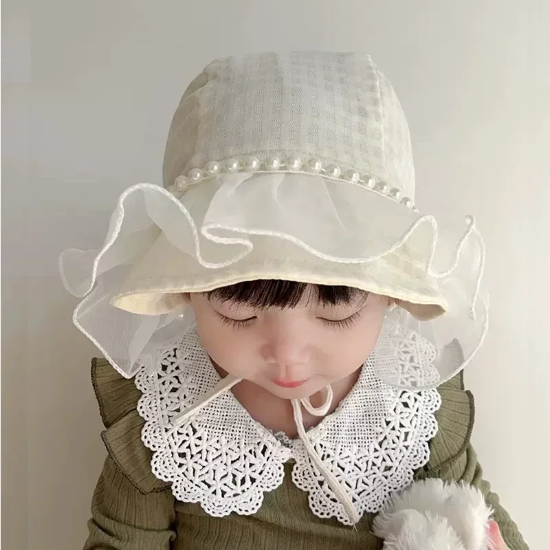Gorro de princesa encaje perlas estilo antiguo para bebé niña 0-2 años - imagen 5