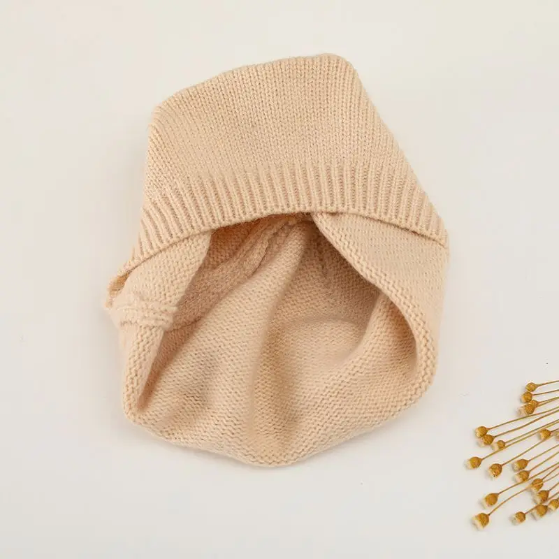 Gorro de lana para bebé con oso, cálido de invierno