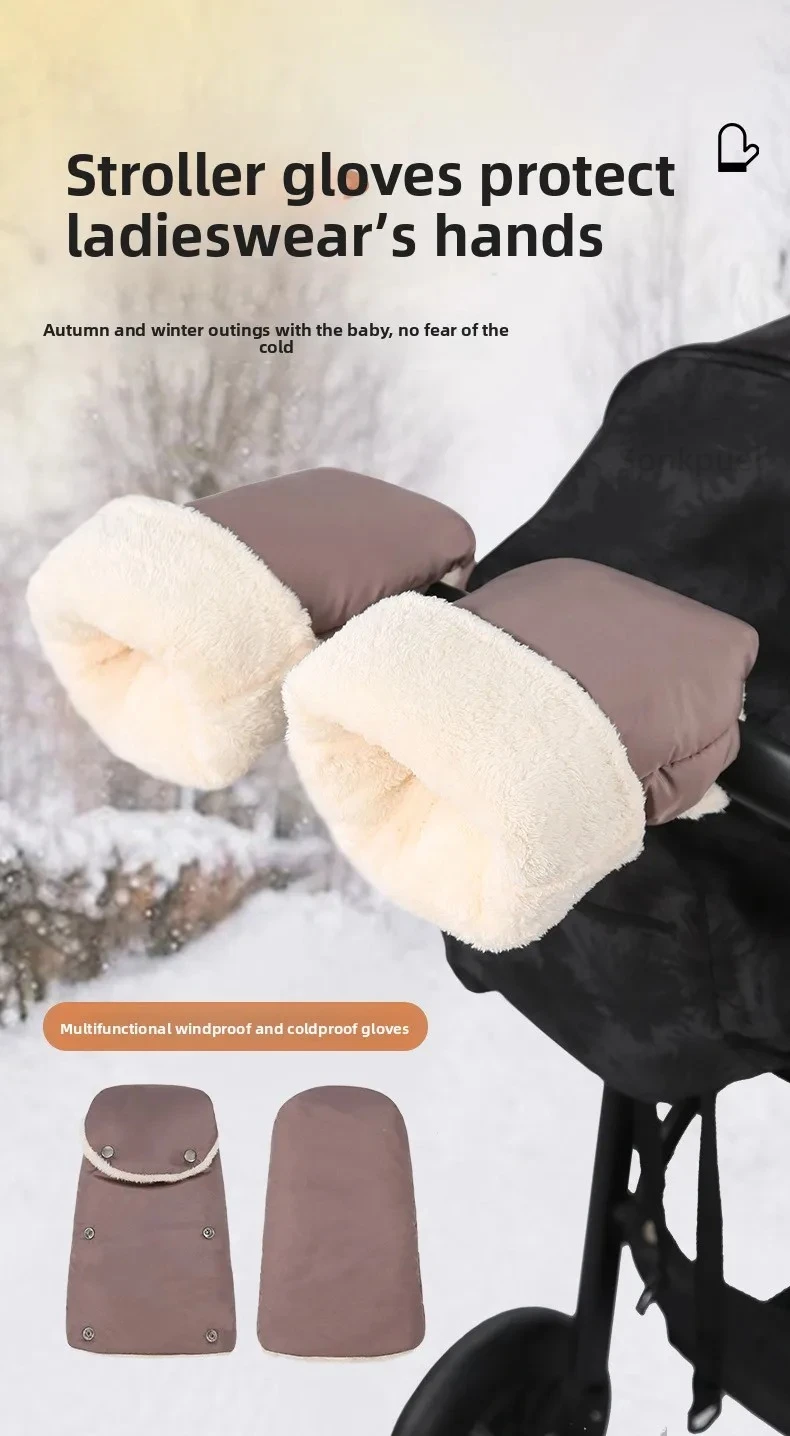 Guantes de cochecito estilo invierno, protección contra viento y agua