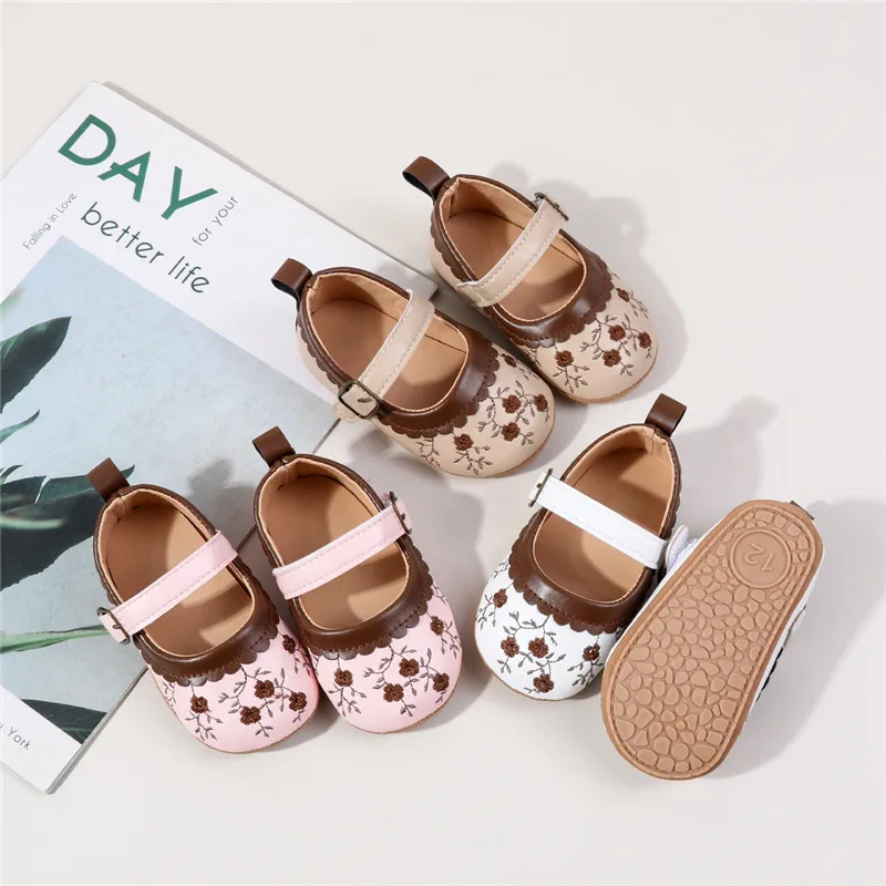 Zapatos de bebé princesa con flores para niña, antideslizantes - imagen 2