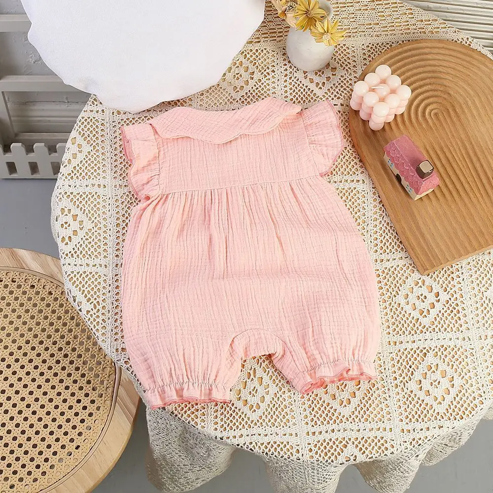 Mameluco de verano para niña con bordado y manga corta transpirable - imagen 2