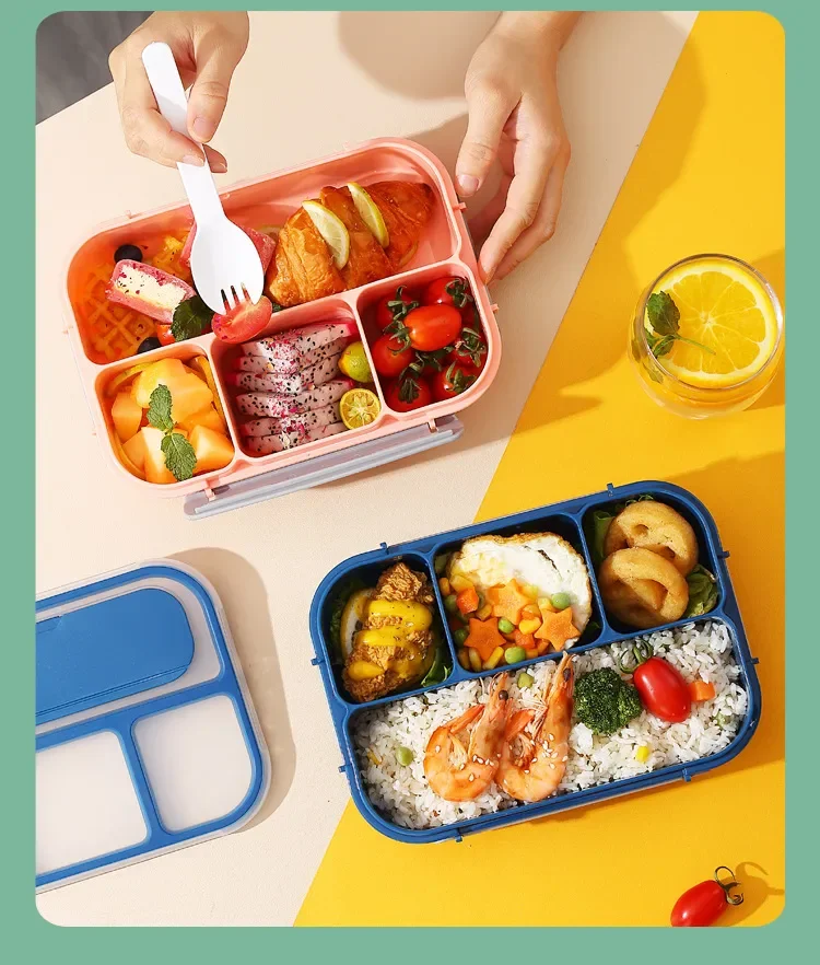 Fiambrera infantil con tenedor integrado en la tapa