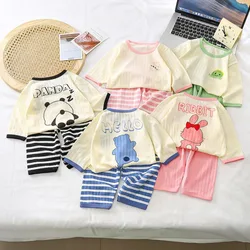 Pijama de verano algodón suave con estampado de pandas y gatitos