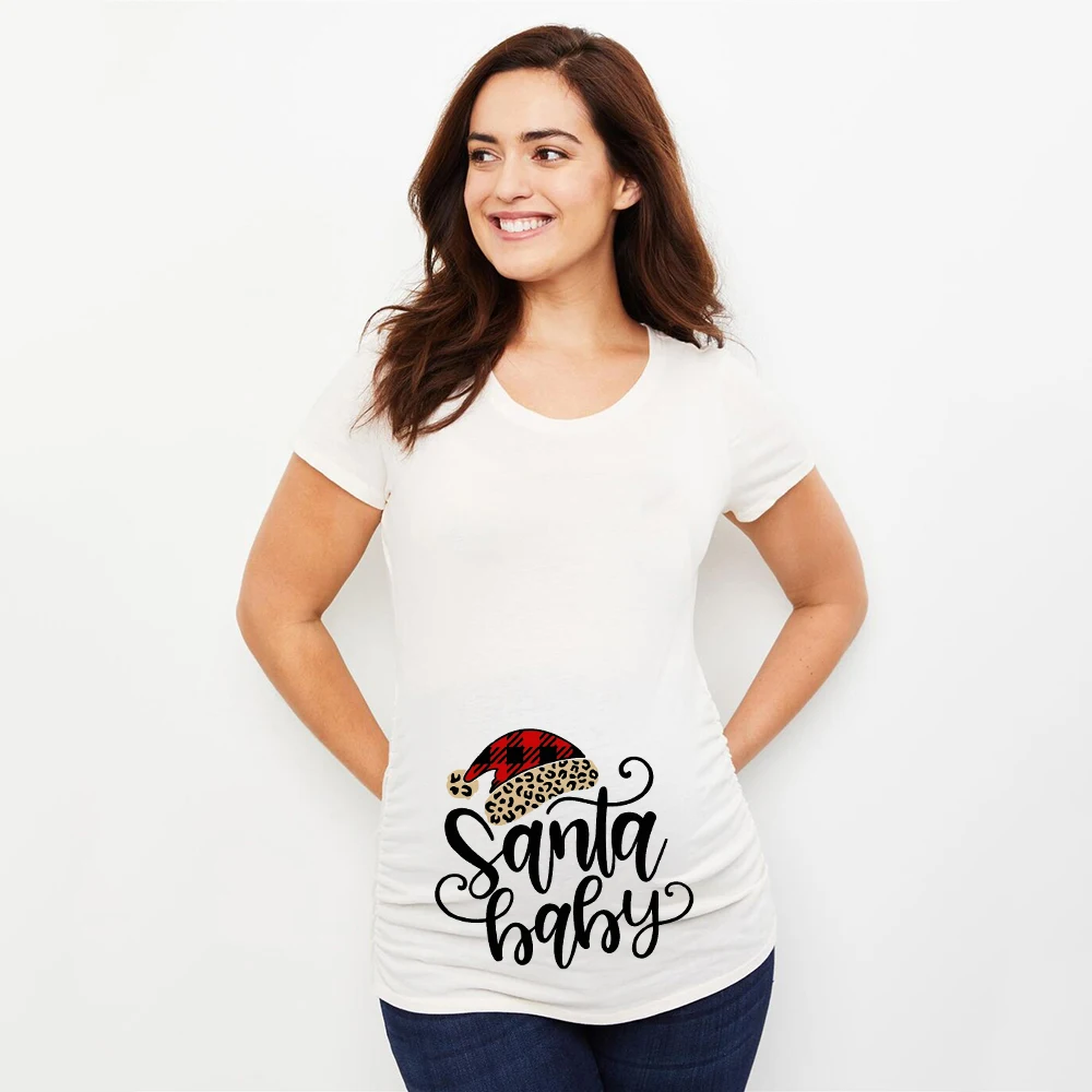 Camiseta de maternidad con Papá Noel - Ropa navideña para embarazada - imagen 2