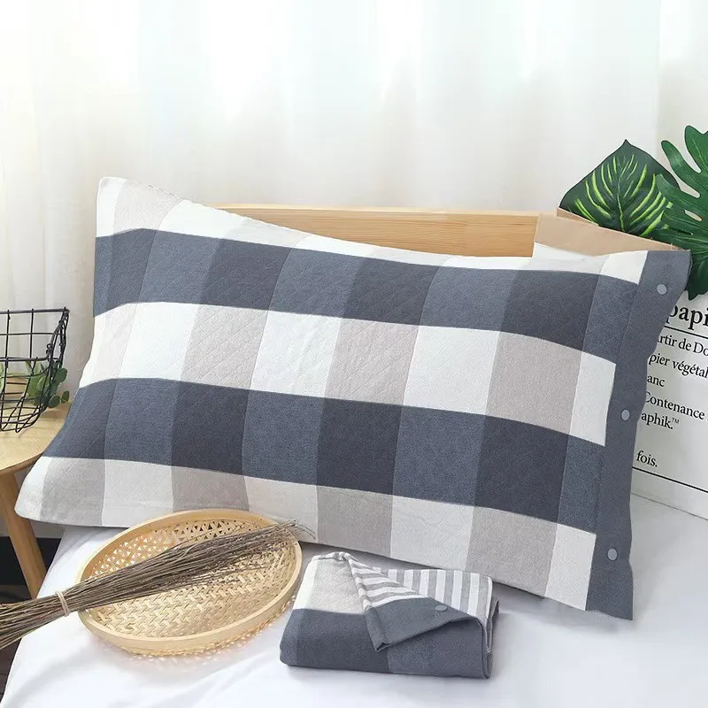 Funda de almohada de gasa algodón transpirable con rayas - imagen 2