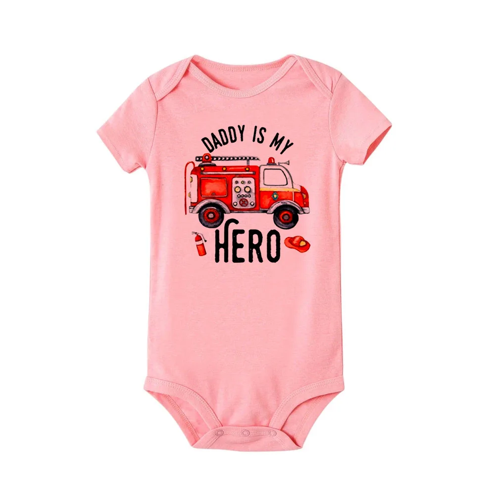 Daddy Is My Hero Body para bebé con camión bomberos dibujos animados - imagen 4